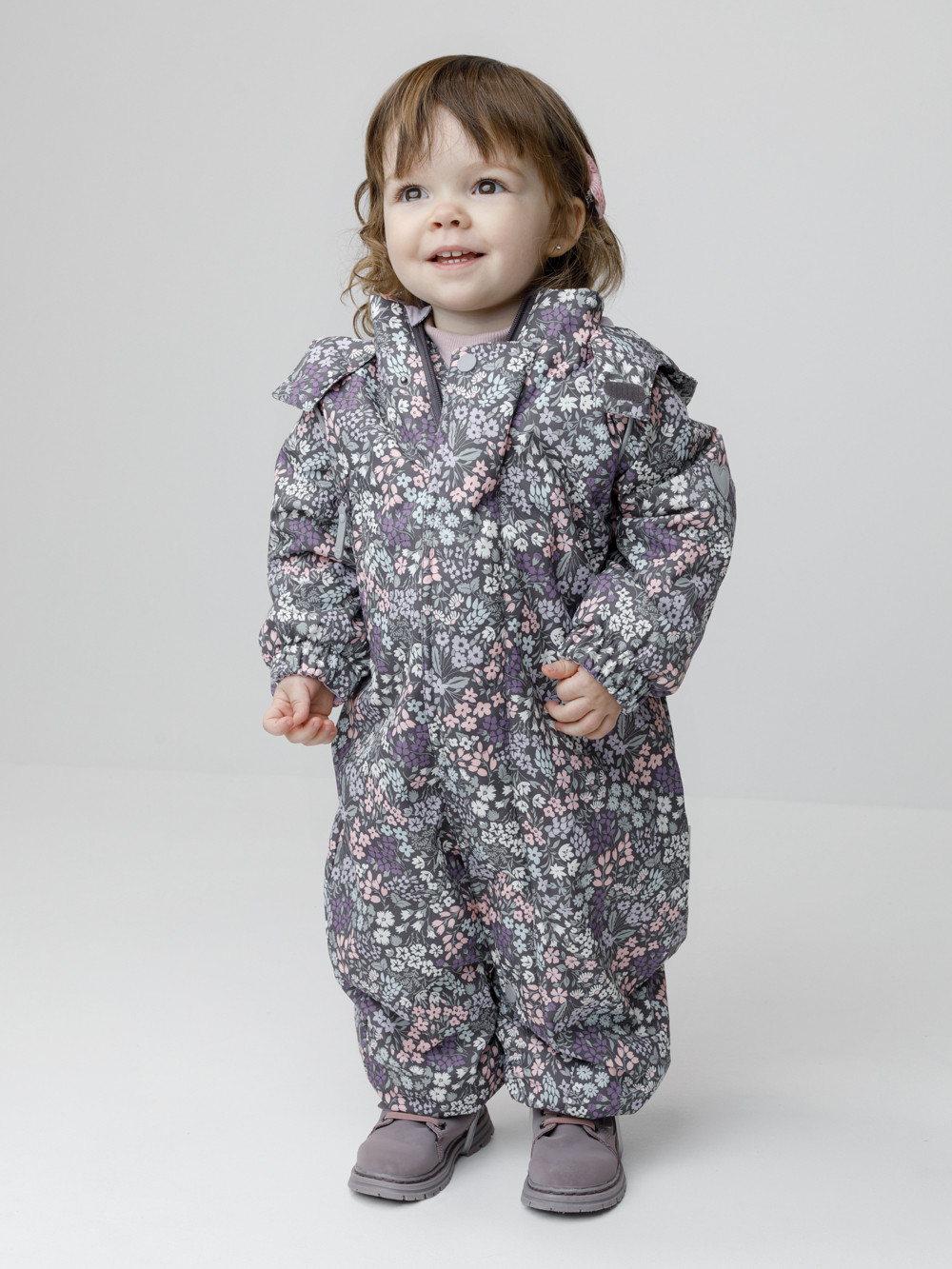 Комбинезоны утепленные для девочки, артикул: ВК 60085/н/71 Ал, цвет: темно-серый